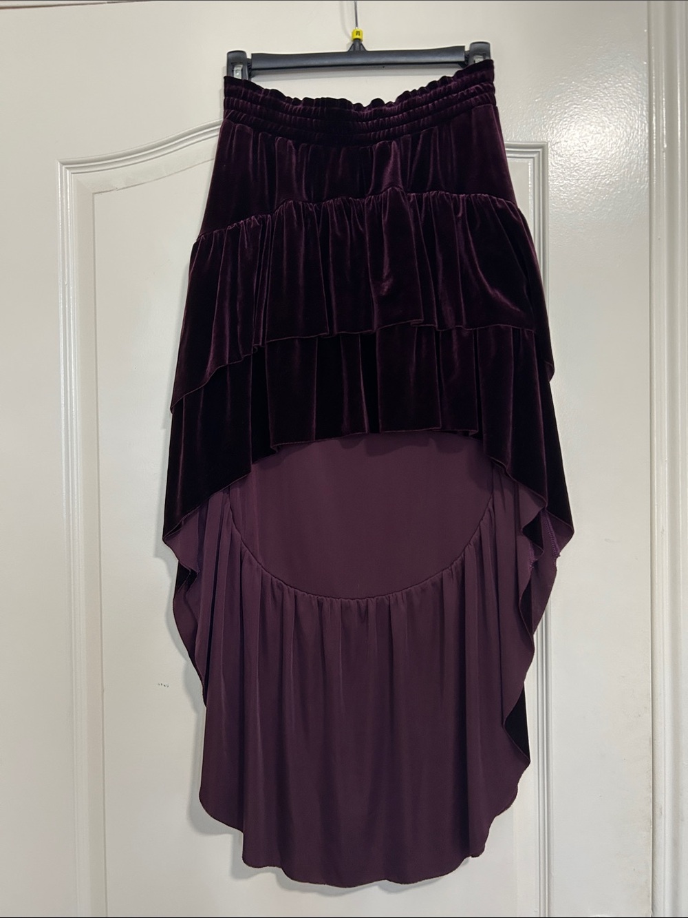 Mediaval Ren Faire Velvet Tiered High-Low Skirt in Deep Plum